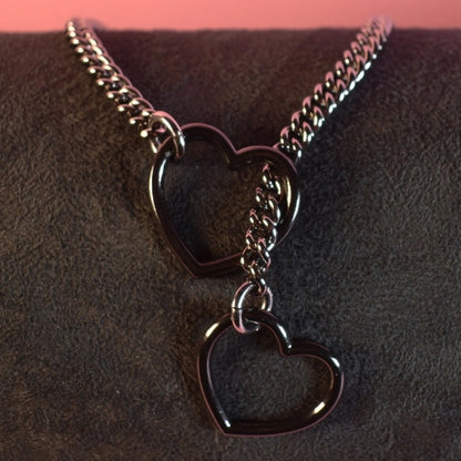 Naughty Pawsies Gunmetal & Black Heart slip chain