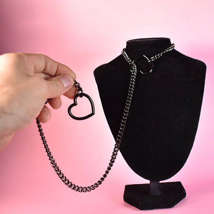 Naughty Pawsies Gunmetal & Black Heart slip chain