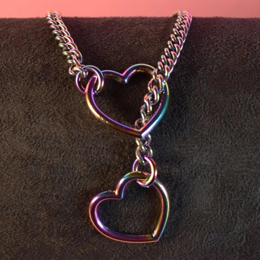 Naughty Pawsies Rainbow Heart pull choker