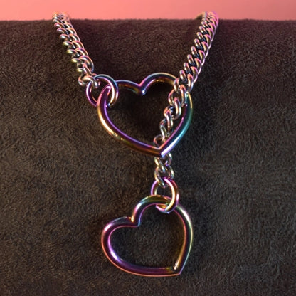 Naughty Pawsies Rainbow Heart pull choker