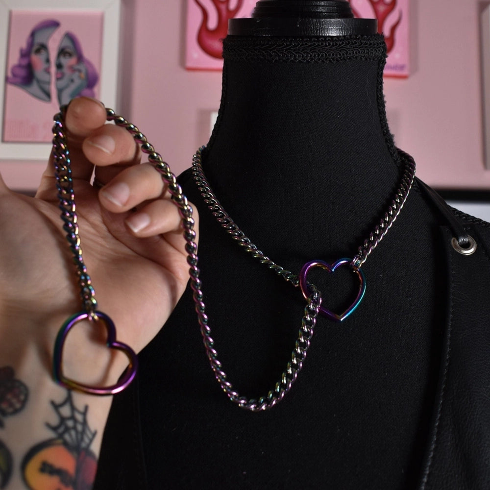 Naughty Pawsies Rainbow Heart pull choker