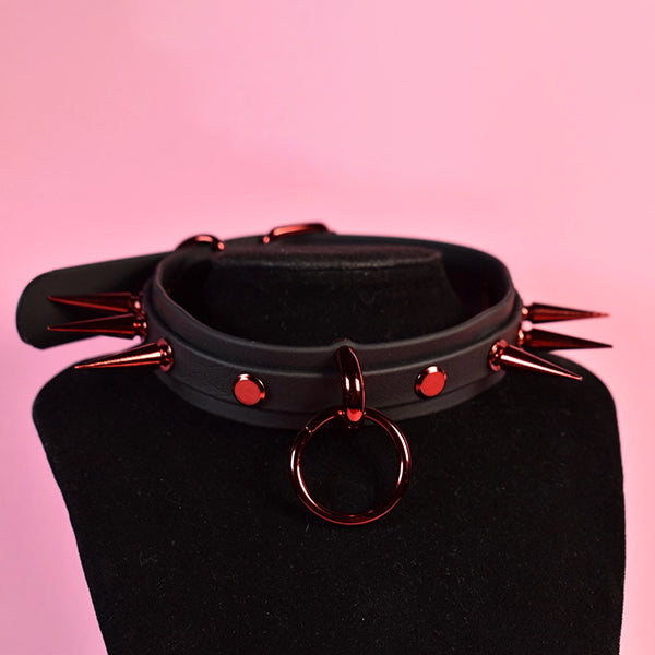 Naughty Pawsies Red Puppy Spiked choker