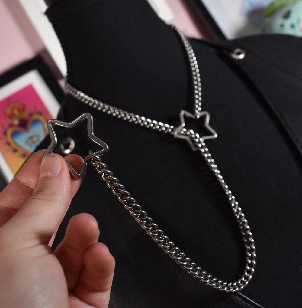 Naughty Pawsies Silver Star Ring pull choker