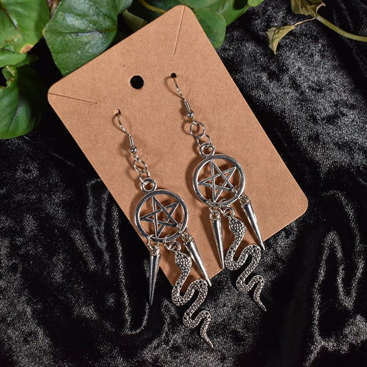 Naughty Pawsies Pentacle & Snake earrings
