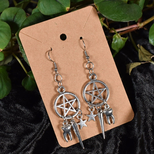 Naughty Pawsies Pentacle & Teeth earrings