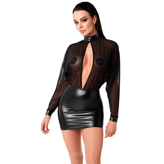 Noir Handmade Tulle & Powerwetlook Mini Dress