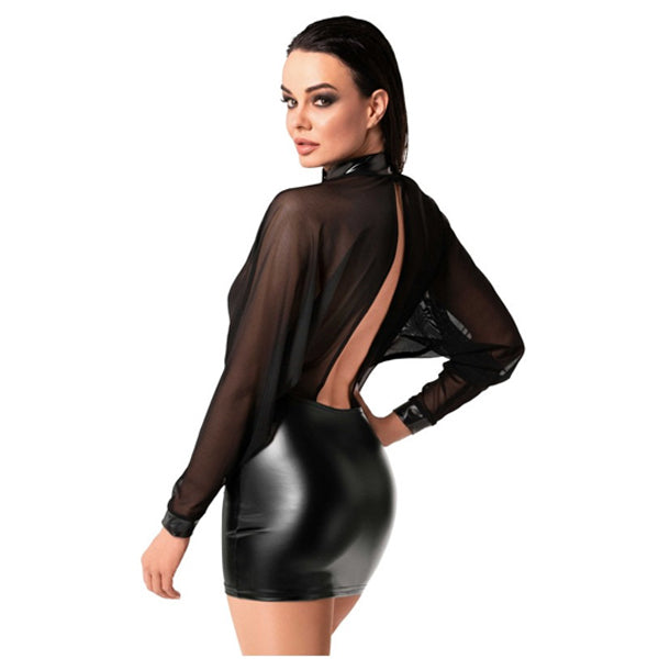 Noir Handmade Tulle & Powerwetlook Mini Dress