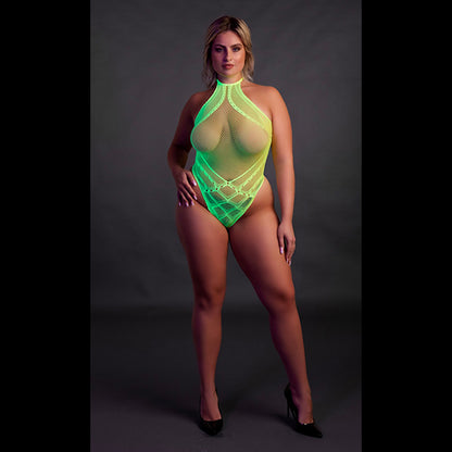 Ouch! Glow-in-the-Dark halter tie neck bodysuit
