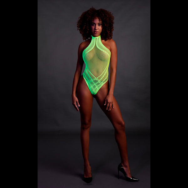 Ouch! Glow-in-the-Dark halter tie neck bodysuit