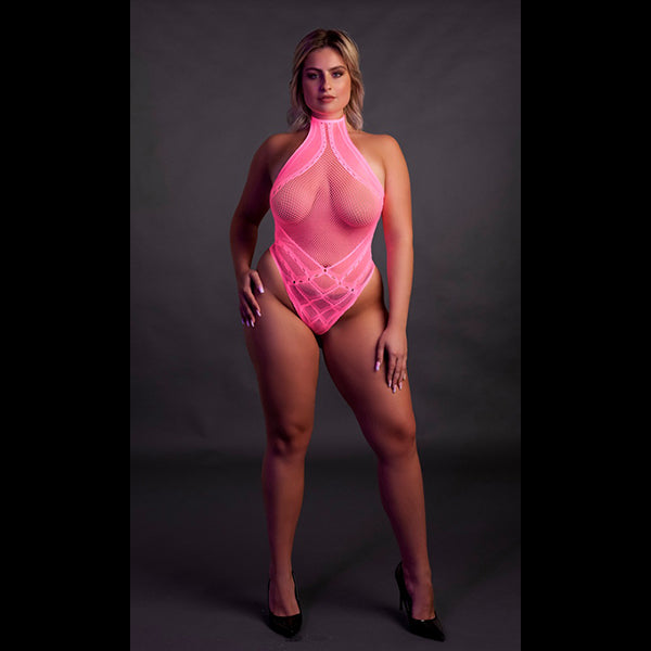 Ouch! Glow-in-the-Dark halter tie neck bodysuit