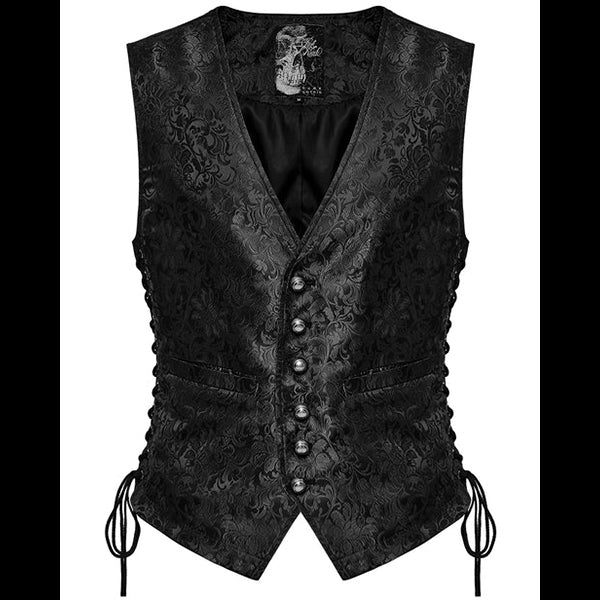 Punk Rave Aristocrat formal jacquard black waistcoat