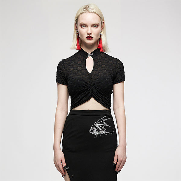 Punk Rave Dark Chinese halterneck top