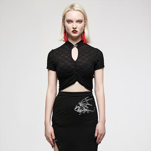 Punk Rave Dark Chinese halterneck top