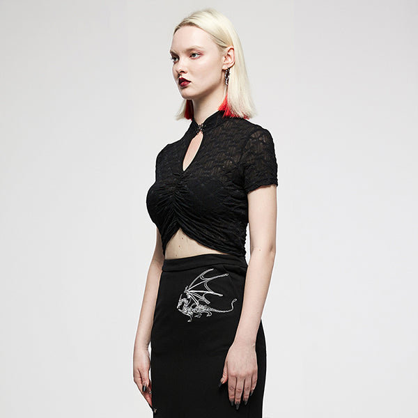 Punk Rave Dark Chinese halterneck top