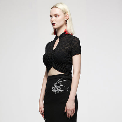 Punk Rave Dark Chinese halterneck top