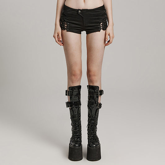 Punk Rave Edgy lace-up shorts