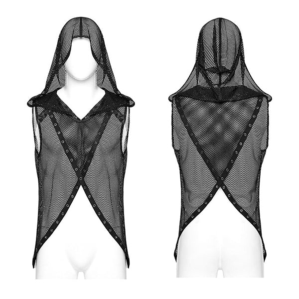 Punk Rave Irregular mesh hooded vest