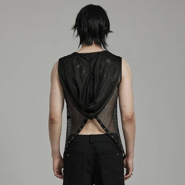 Punk Rave Irregular mesh hooded vest