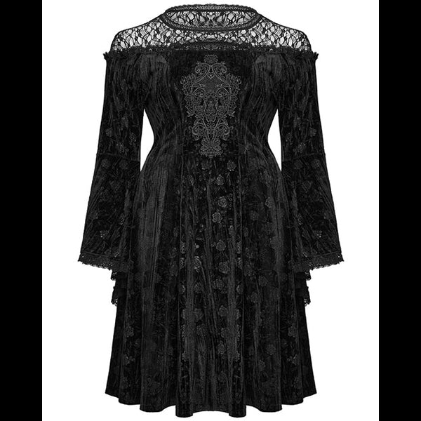 Punk Rave Night Rose black midi dress