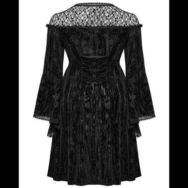 Punk Rave Night Rose black midi dress