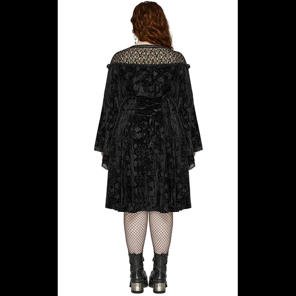 Punk Rave Night Rose black midi dress