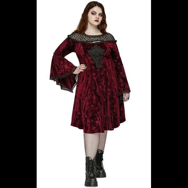 Punk Rave Night Rose red midi dress