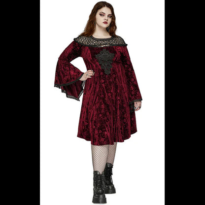 Punk Rave Night Rose red midi dress