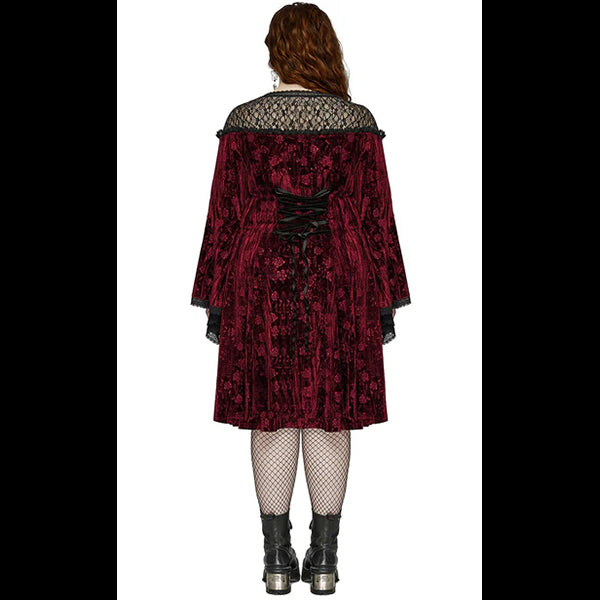 Punk Rave Night Rose red midi dress