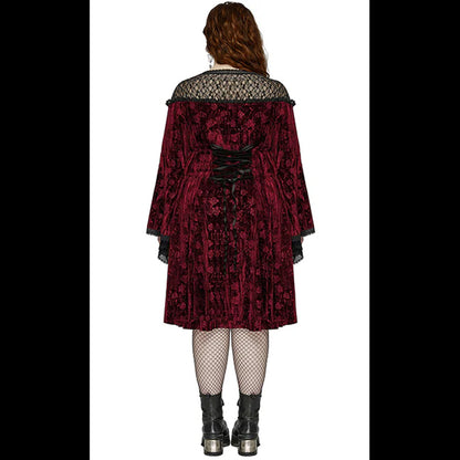 Punk Rave Night Rose red midi dress