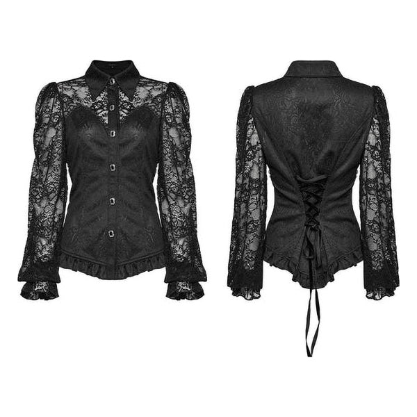 Punk Rave Puff Sleeve ruffled shirt