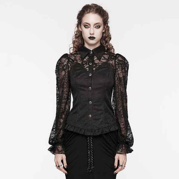 Punk Rave Puff Sleeve ruffled shirt