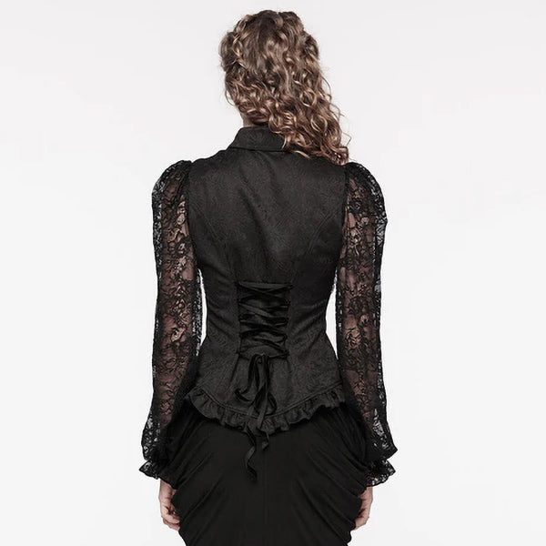 Punk Rave Puff Sleeve ruffled shirt