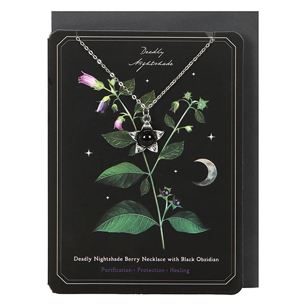 Something Different Deadly Nightshade With Obsidian necklace & card