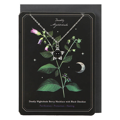 Something Different Deadly Nightshade With Obsidian necklace & card