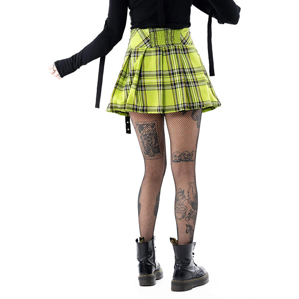 Chemical Black Diaz green check mini skirt