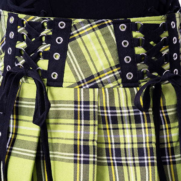 Chemical Black Diaz green check mini skirt