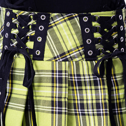 Chemical Black Diaz green check mini skirt