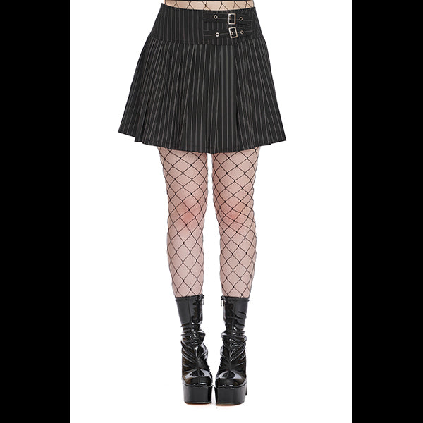 Banned Black Core Pinstripe skater skirt
