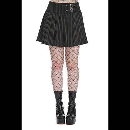 Banned Black Core Pinstripe skater skirt