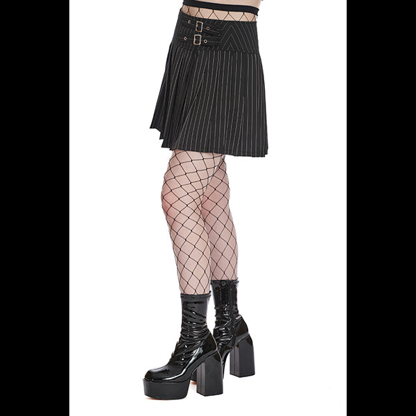 Banned Black Core Pinstripe skater skirt