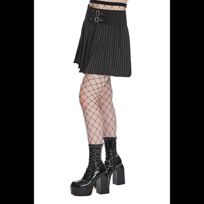 Banned Black Core Pinstripe skater skirt