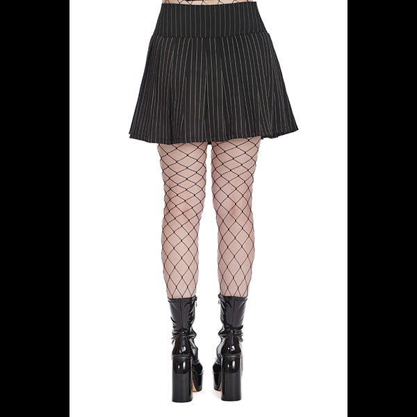 Banned Black Core Pinstripe skater skirt