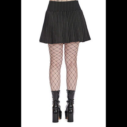 Banned Black Core Pinstripe skater skirt