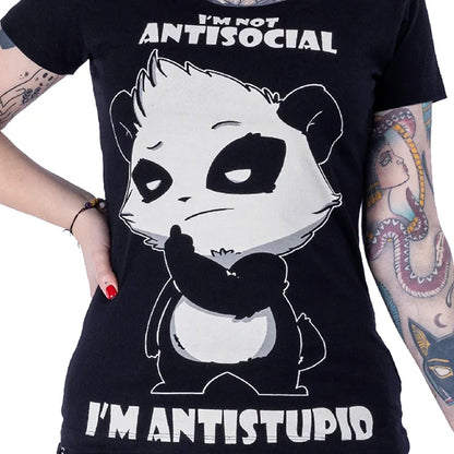 Killer Panda I'm Not Antisocial I'm Antistupid T-Shirt