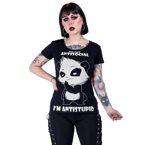 Killer Panda I'm Not Antisocial I'm Antistupid T-Shirt
