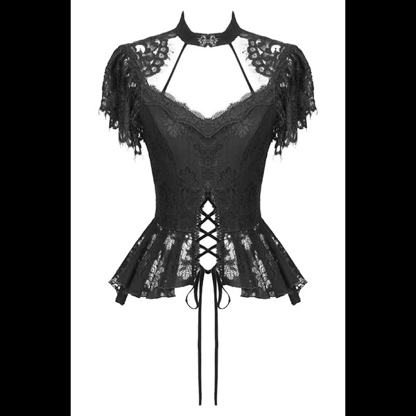 Dark In Love ' Nerissa' Gothic Lace high-collar top