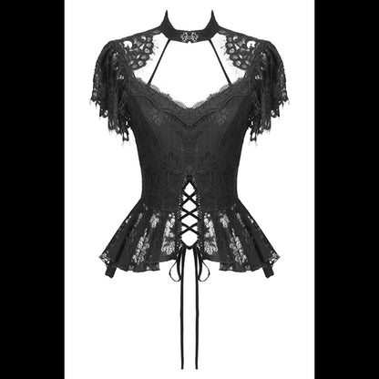 Dark In Love ' Nerissa' Gothic Lace high-collar top