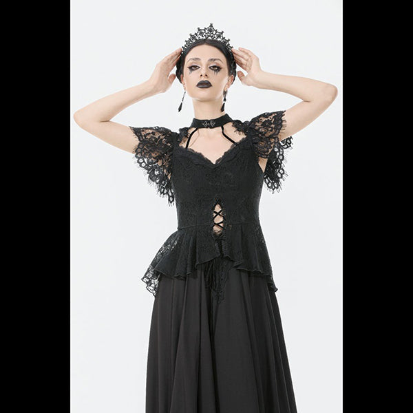 Dark In Love ' Nerissa' Gothic Lace high-collar top
