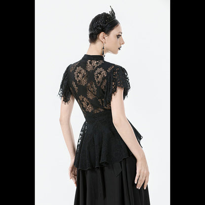 Dark In Love ' Nerissa' Gothic Lace high-collar top