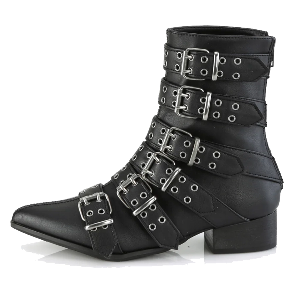 Demonia WARLOCK-70 calf high winklepicker boots